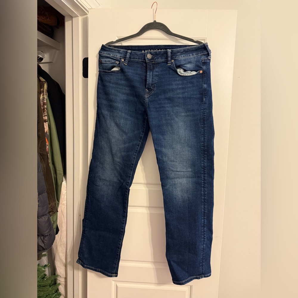 American Eagle Outfitters Men's Dark Blue Relaxed Jeans